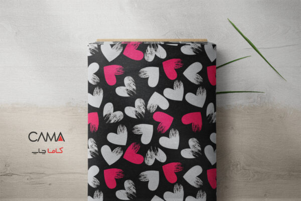 پارچه طرح قلب طوسی قرمز | کد A64 - Image 2