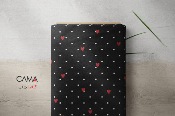 پارچه طرح قلب خال ریز مشکی | کد B14 - Image 2