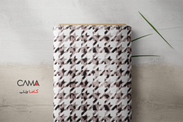 پارچه طرح دوپل قهوه ای سفید | کد B46 - تصویر 2