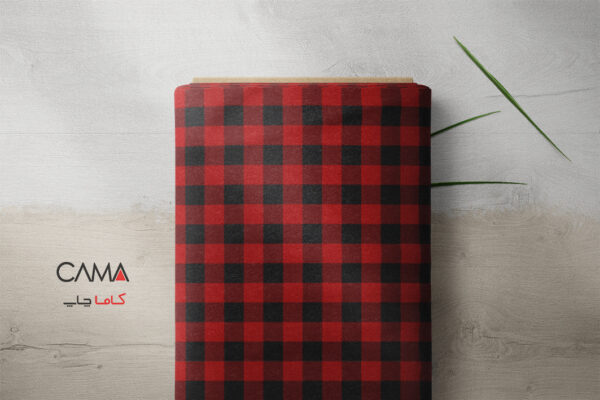 پارچه طرح چهارخونه قرمز مشکی | کد B8 - Image 2