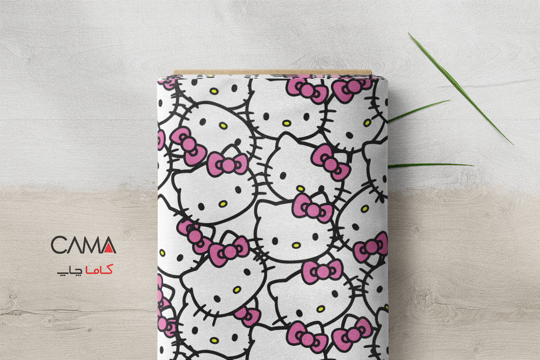 پارچه طرح هلوکیتی سفید kitty | کد C43 - Image 2