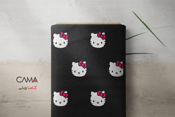 پارچه طرح کیتی مشکی kitti | کد C44 - Image 2
