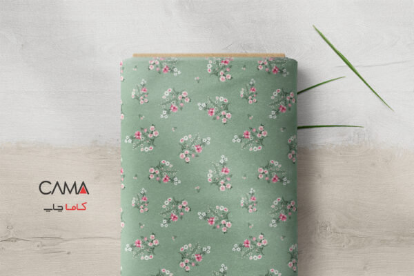 پارچه طرح شکوفه گل سبز | کد C54 - Image 2