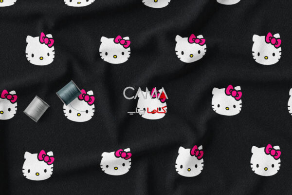 پارچه طرح کیتی مشکی kitti | کد C44