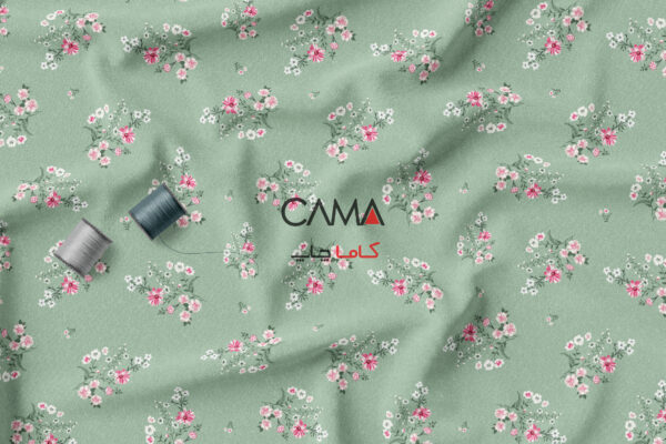 پارچه طرح شکوفه گل سبز | کد C54